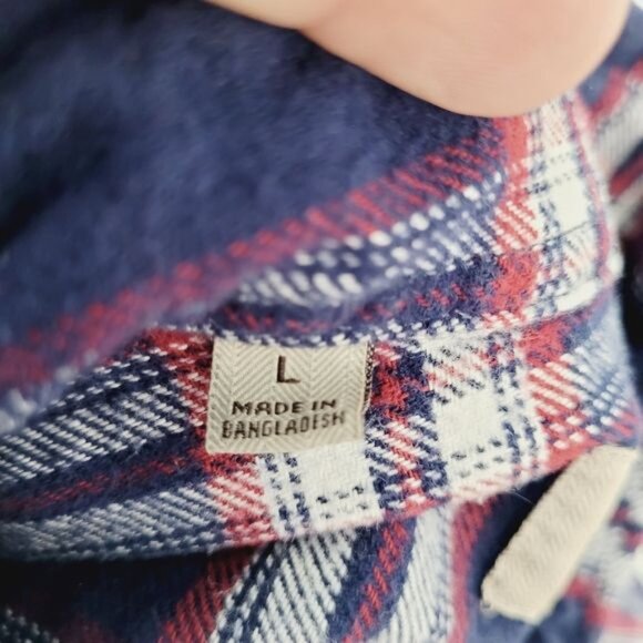 Jachs Blue Red White Heavyweight Flannel Shacket Size Large - Picture 7 of 11
